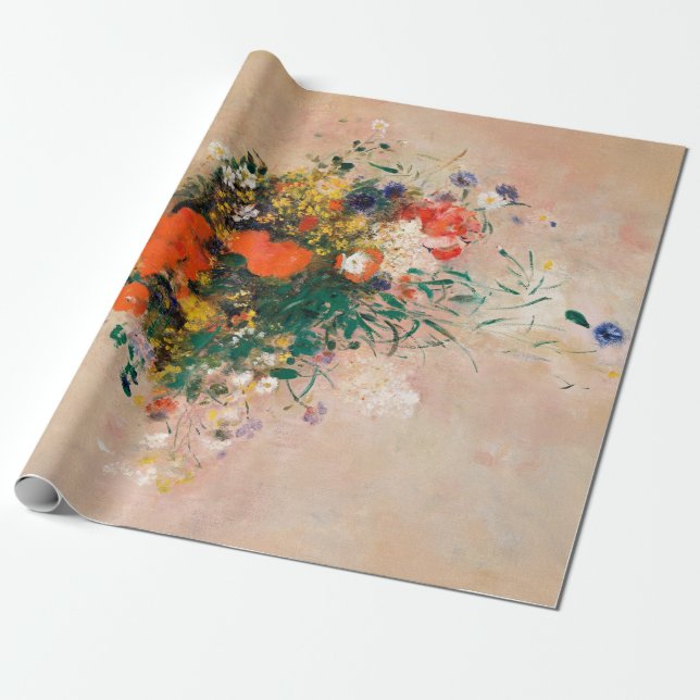 Papel De Presente Vase de Flores por Redon Poste-Impressionista (Desenrolado)