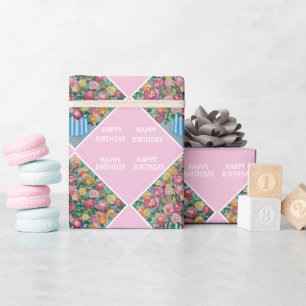 Papel De Presente Vase de rosas Feliz Aniversário