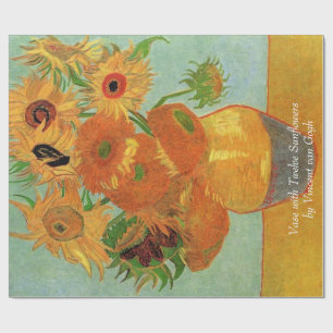 Papel De Presente Vaso com Doze Girassóis por Vincent van Gogh.