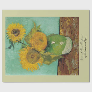 Papel De Presente Vaso com Três Girassóis por Vincent van Gogh.