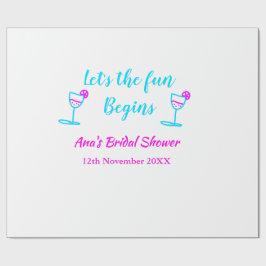 Papel De Presente Vaso de vinho rosa azul chá de noiva vamos começar