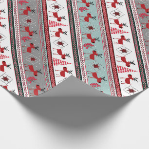 Papel De Presente Veado de Natal, árvores de Natal, flocos de neve,