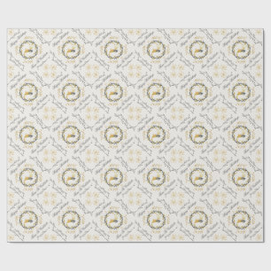 Papel De Presente Veado de Natal com Coroa Amarela Creme