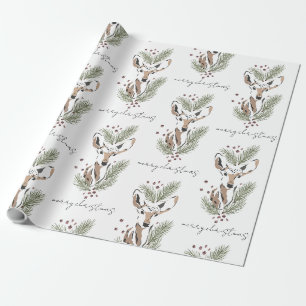 Papel De Presente Veado Florestal em Aquarela Rústica