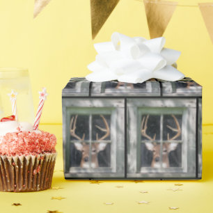 Papel De Presente Veado Grande Na Janela