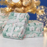 Papel De Presente Veado no Floresta Mint Green e Pink Christmas<br><div class="desc">Deer in the Forest Mint Green and Pink Christmas Wrappaper</div>