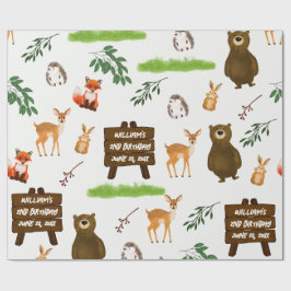 Papel De Presente Veado Urso Coelho Raposa Ouriço Aniversário