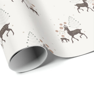 Papel De Presente Veados da floresta de inverno nórdica