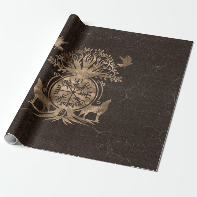 Papel De Presente Vegvisir - Ornamento de Compass Viking (Desenrolado)