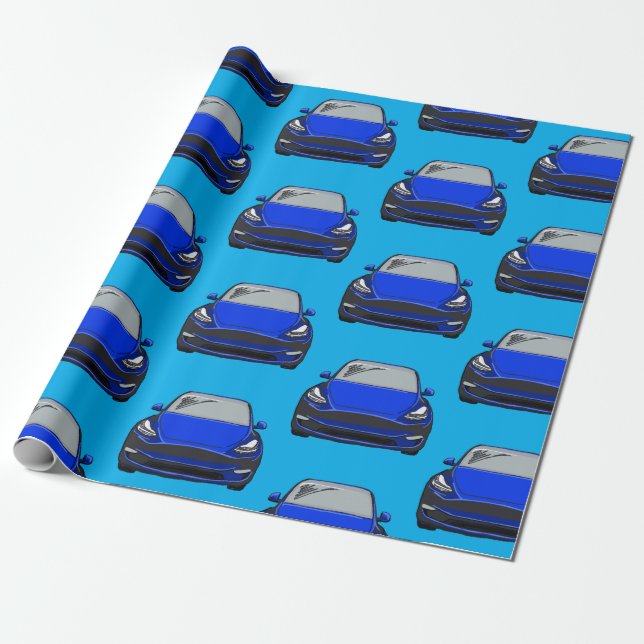 Papel De Presente Veículo elétrico azul SUV Car BlueBackground Wrapp (Desenrolado)