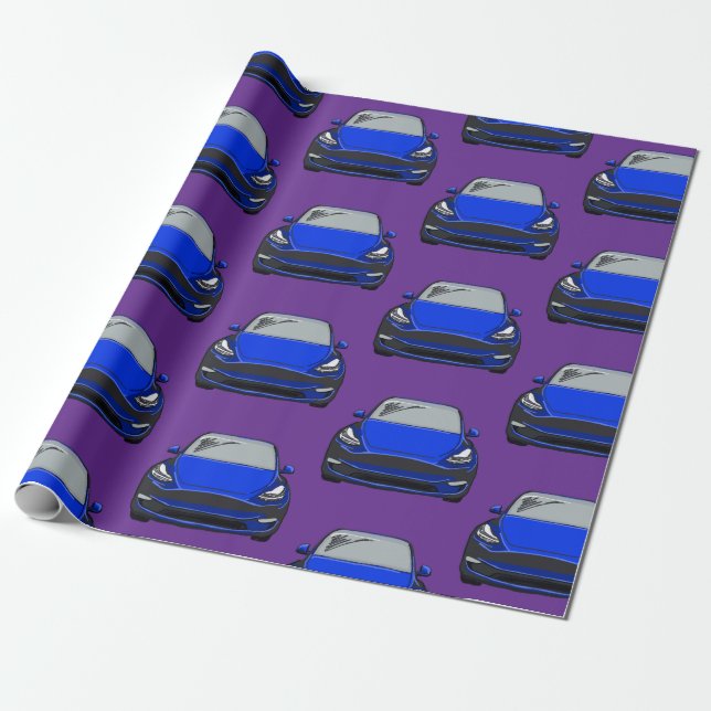 Papel De Presente Veículo elétrico azul SUV Carro roxo Fundo (Desenrolado)
