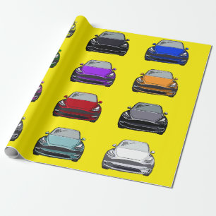 Papel De Presente Veículo Elétrico com VS de Cor Múltipla Amarelo