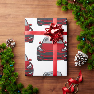 Papel De Presente Veículo elétrico vermelho SUV Carro branco Fundo