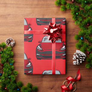 Papel De Presente Veículo elétrico vermelho SUV Carro vermelho Fundo