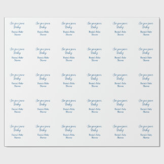 Papel De Presente vejo você em breve chá de bebê azul nome data simp