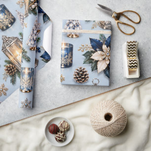 Papel De Presente Vela de Inverno Safira Azul Gélido