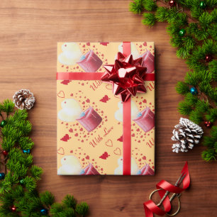 Papel De Presente vela vermelha da chama em forma de coração româ