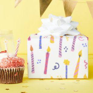 Papel De Presente Velas Coloridas de Aniversário Padrão Sem Costura