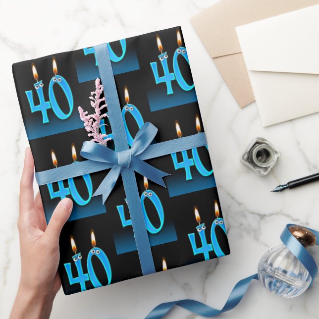 Papel De Presente Velas de aniversário de 40 anos com globos oculare (Presentear)