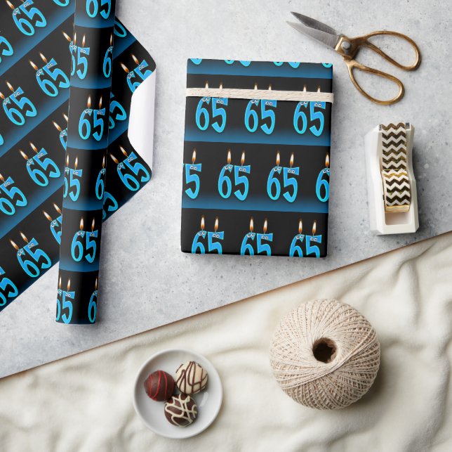 Papel De Presente Velas de Aniversário de 65 anos com Olhos (Artesanato)