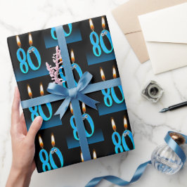 Papel De Presente Velas de aniversário de 80 com globos oculares