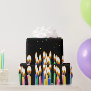 Papel De Presente Velas De Aniversário Litas Com Confetti