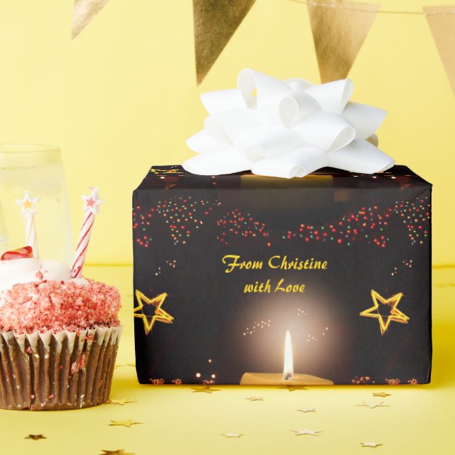 Papel De Presente Velas "De (seu nome) com amor" (Festa de aniversário)