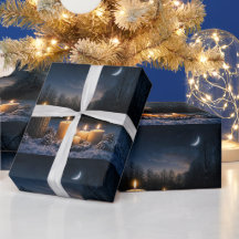 Velas na Neve com Lua Crescente Yule