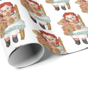 Papel De Presente velha boneca de pano com ursinho