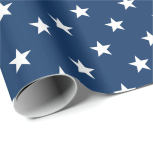 Papel De Presente Velha Glória Estrelas Azuis (grande escala)