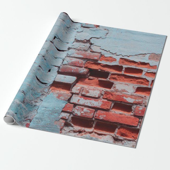 Papel De Presente Velho muro de tijolos resfriados com defeitos natu (Desenrolado)