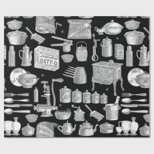 Papel De Presente velocista antigo cozinheiro preto-branco