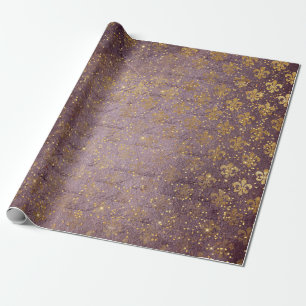 Papel De Presente Veludo dourado do roxo real dos confetes da coroa