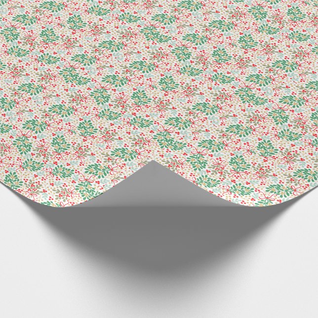 Papel De Presente Veneração de Natal Festivo, Holly Berries e Arcos (Ponta)