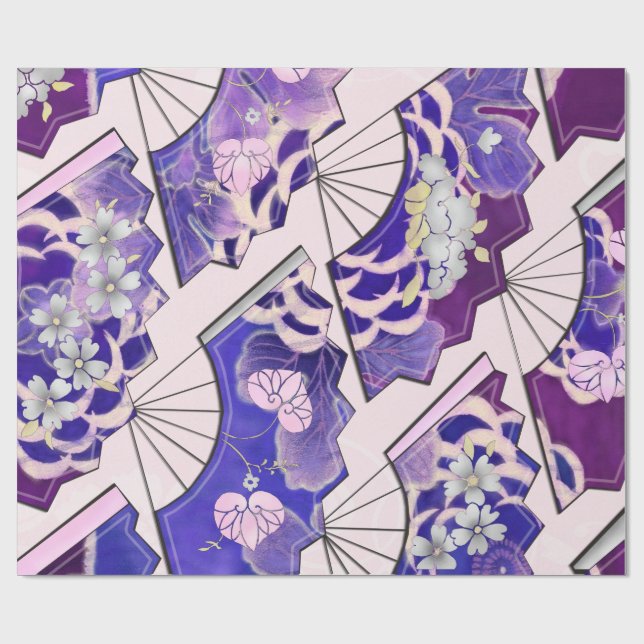 Papel De Presente Ventiladores Tradicionais Japoneses (Aberto)