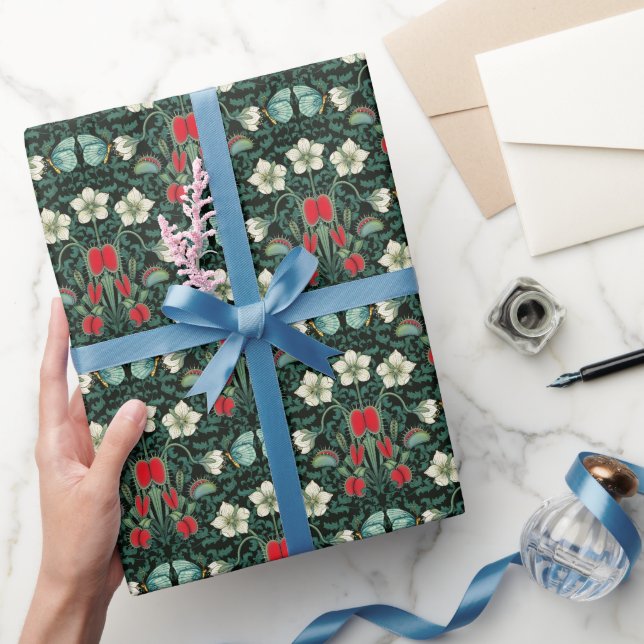 Papel De Presente Venus Flytrap e Blue Butterfly (Presentear)