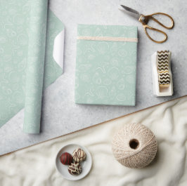 Papel De Presente Verão de Conchas Marinhas Costeiras Náuticas Boho