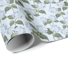 Papel De Presente Verão de Hortênsia Azul Jardim Textura de Linho