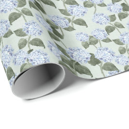 Papel De Presente Verão de Hortênsia Azul Jardim Textura de Linho