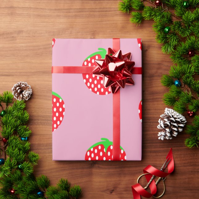 Papel De Presente Verão Lindamente de Morango (Presente de Natal)