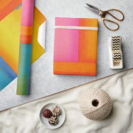 Papel De Presente VERÃO, SOL e SEE - Abstrato de Arte Azul Cor-de-Ro