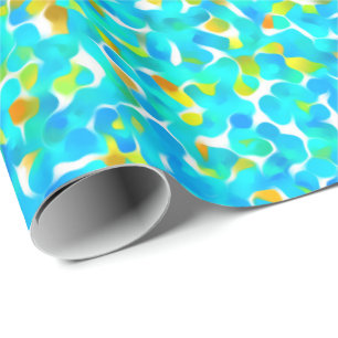 Papel De Presente Verde Azul Amarelo Padrão Abstrato