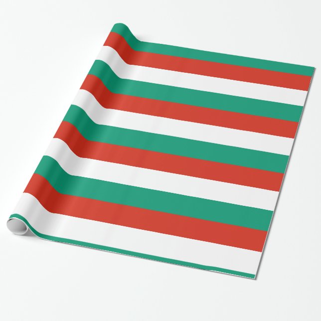 Papel De Presente Verde branco vermelho da Bulgária (Desenrolado)