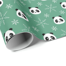 Verde-claro - Pandas bonitas com Flocos de Neve