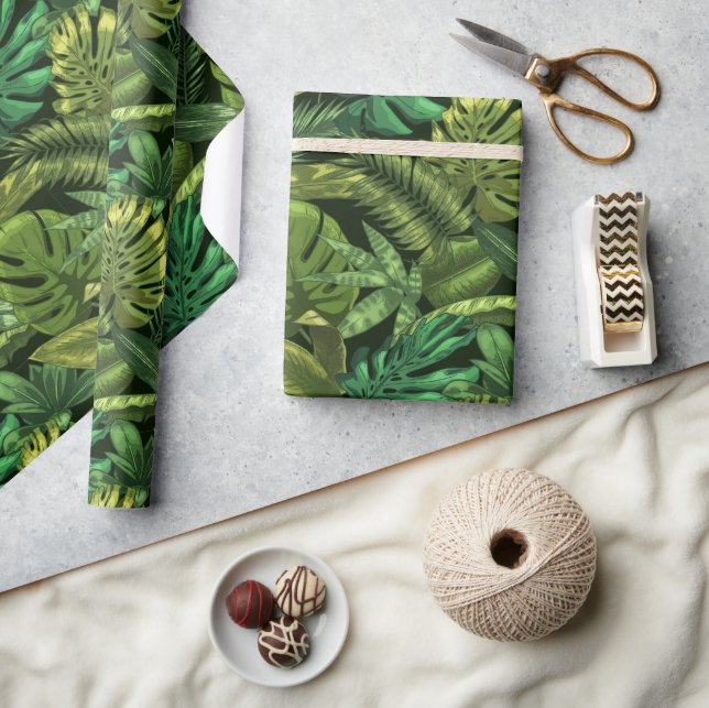 Papel De Presente Verde de Selva Tropical (Artesanato)
