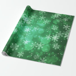 Papel De Presente Verde dos Sparkles & dos flocos de neve do feriado