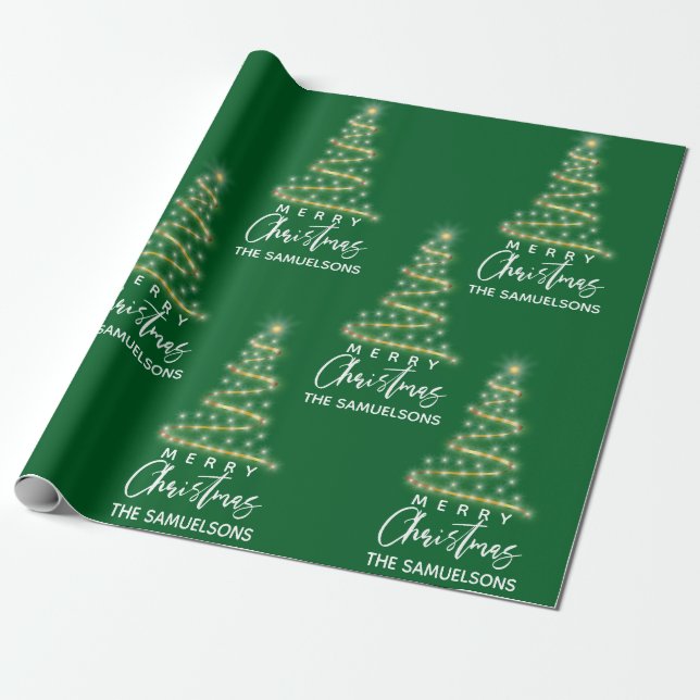 Papel De Presente Verde Dourado Natal Personalizado (Desenrolado)