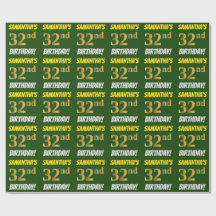 Verde, Faux/Imitação Dourada, "32º ANIVERSÁRIO"