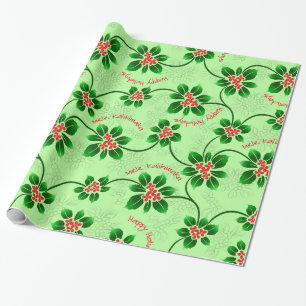 Papel De Presente Verde havaiano do Natal de Mele Kalikimaka do