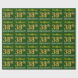 Papel De Presente Verde, Imitação Dourada "38º ANIVERSÁRIO"